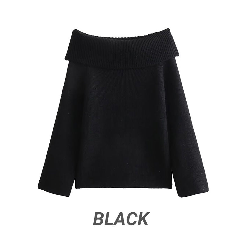 Lässiger Pullover mit langen Ärmeln und freien Schultern für Frauen