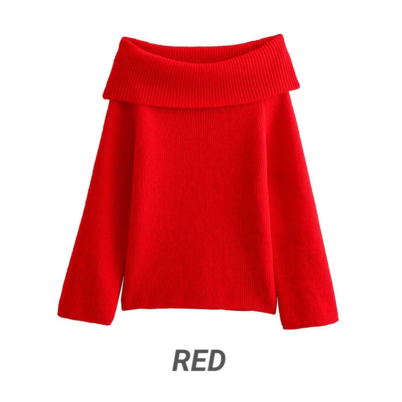 Lässiger Pullover mit langen Ärmeln und freien Schultern für Frauen