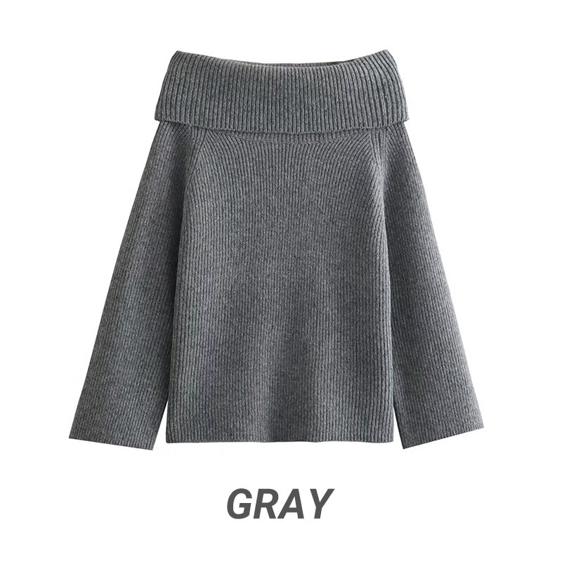Lässiger Pullover mit langen Ärmeln und freien Schultern für Frauen