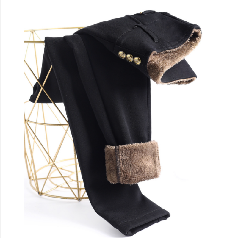đIdeales Geschenk fĂŒr sie - Verdickte, warme, hoch taillierte, dehnbare, schwarze Skinny-Hose fĂŒr Frauen