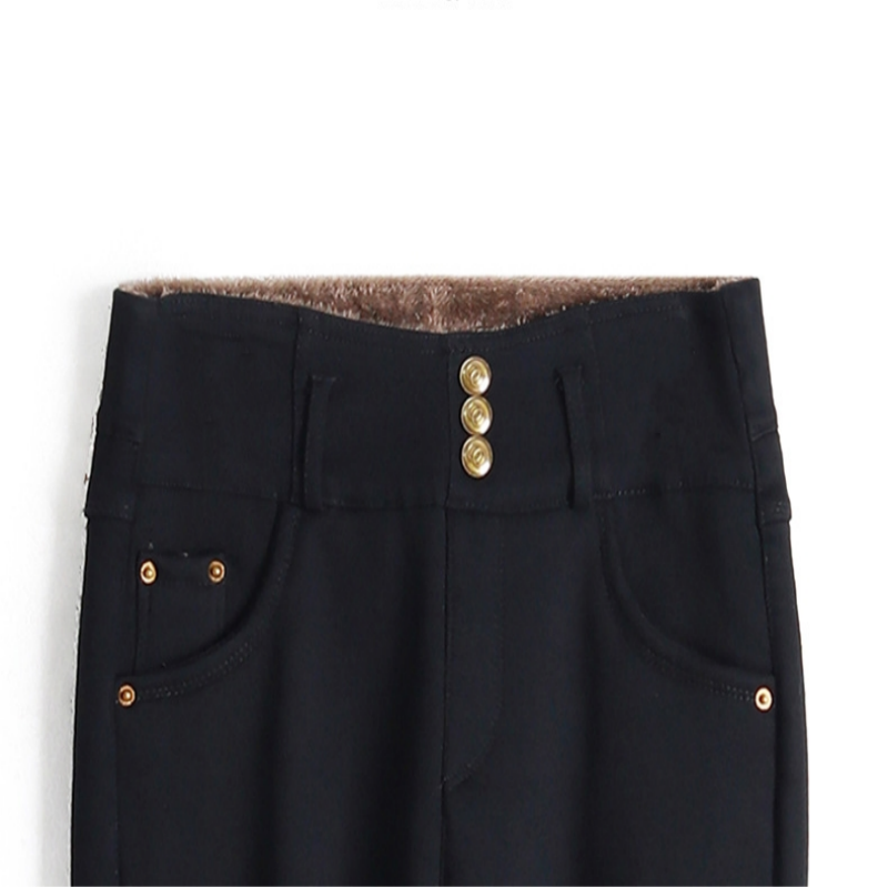 đIdeales Geschenk fĂŒr sie - Verdickte, warme, hoch taillierte, dehnbare, schwarze Skinny-Hose fĂŒr Frauen