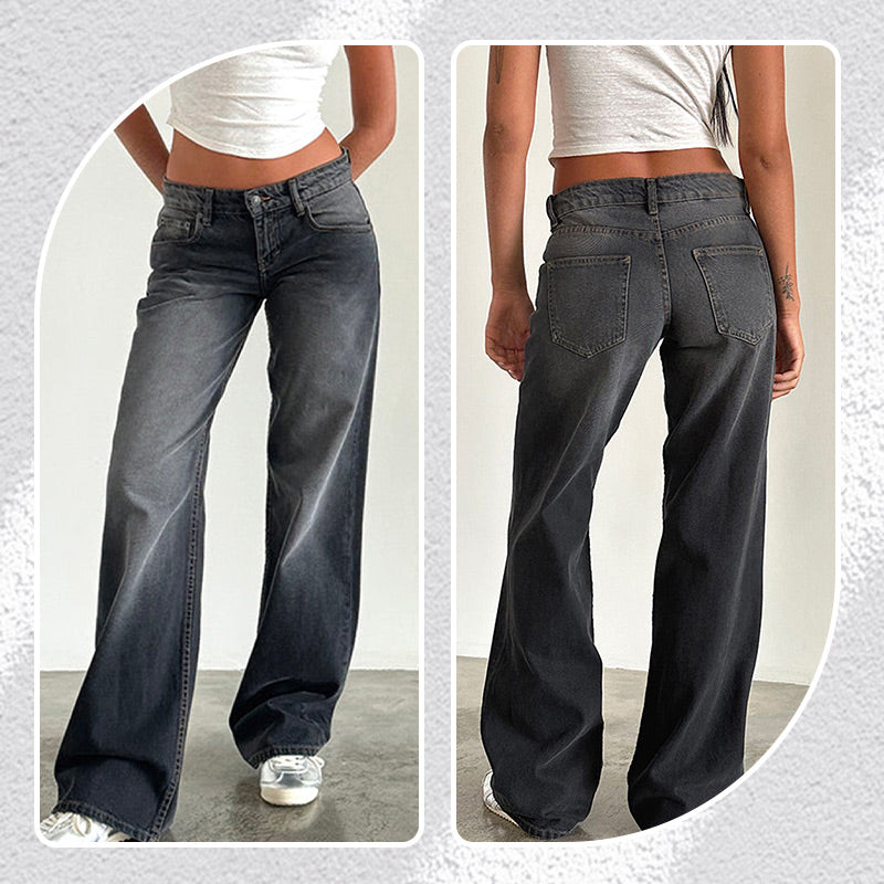 Low-Rise Straight Leg Jeans mit Taschen für Damen