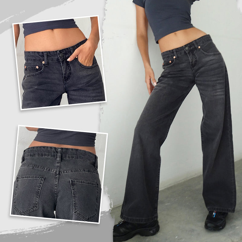 Low-Rise Straight Leg Jeans mit Taschen für Damen