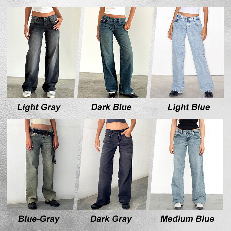 Low-Rise Straight Leg Jeans mit Taschen für Damen