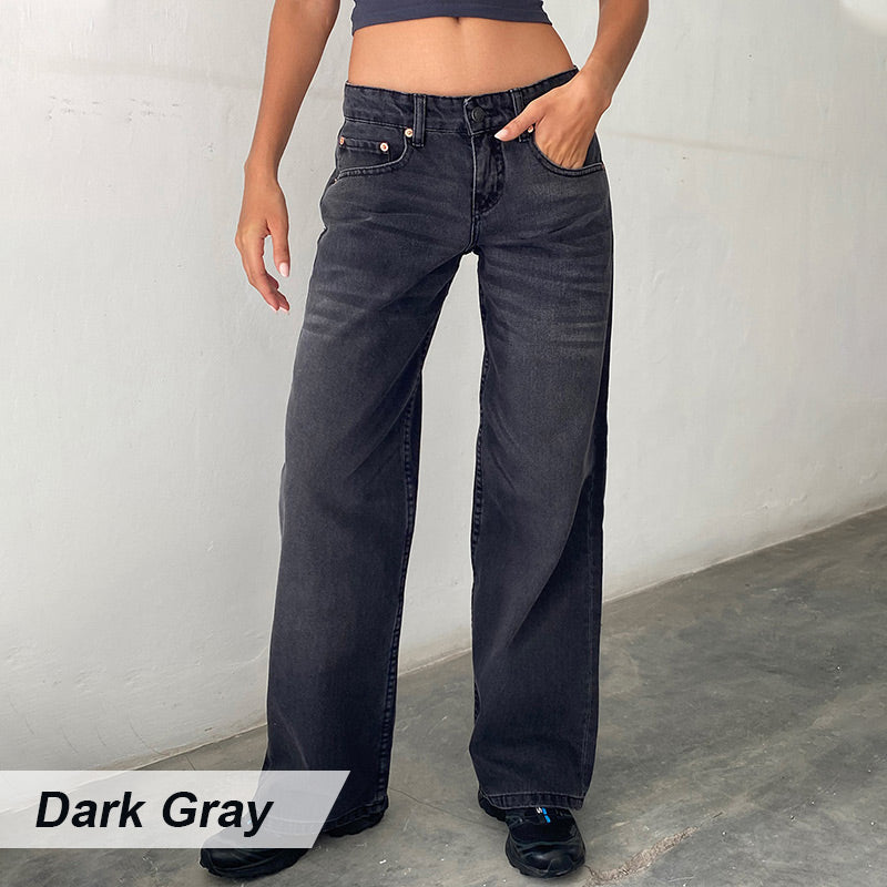 Low-Rise Straight Leg Jeans mit Taschen für Damen
