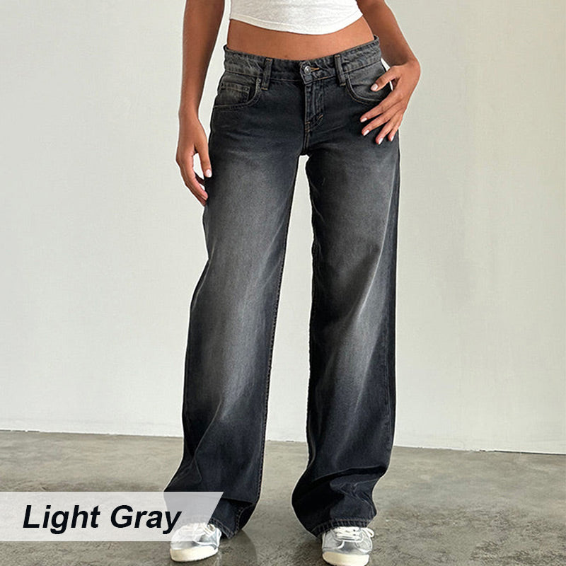 Low-Rise Straight Leg Jeans mit Taschen für Damen