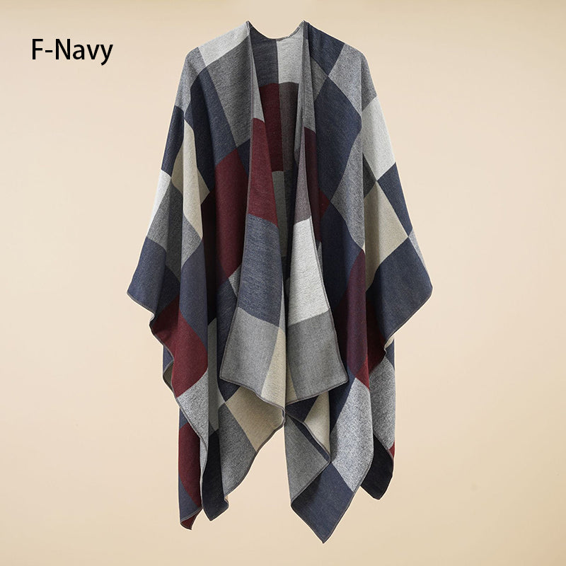 Eleganter Poncho mit Fransen und Schal für Frauen