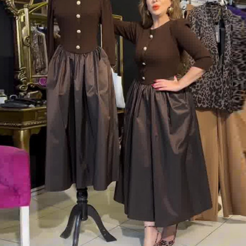 Elegantes langes Kleid mit Farbblockmuster für Frauen