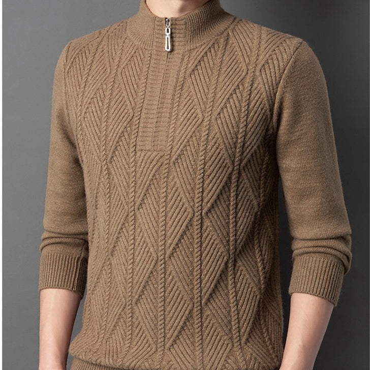 Halber Rollkragenpullover mit Reißverschluss aus Wolle für Männer