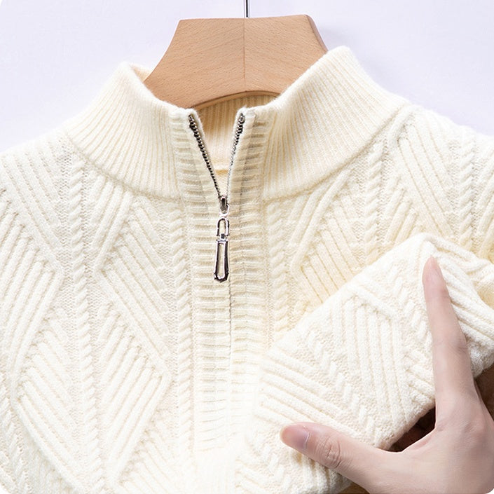 Halber Rollkragenpullover mit Reißverschluss aus Wolle für Männer