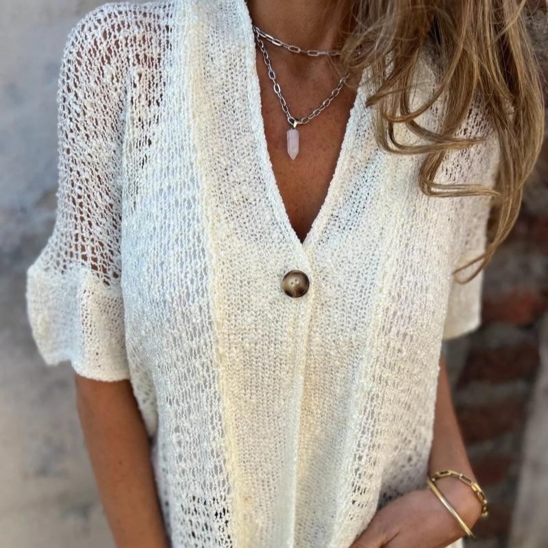 💐2025 Frühjahrsverkauf - 49% Rabatt! 🔥 Unifarbenes Damen-Stricktop mit einem Knopf