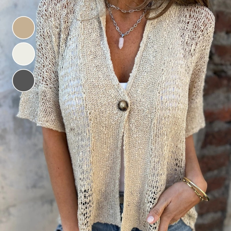 💐2025 Frühjahrsverkauf - 49% Rabatt! 🔥 Unifarbenes Damen-Stricktop mit einem Knopf
