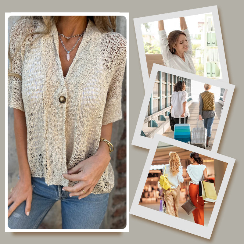💐2025 Frühjahrsverkauf - 49% Rabatt! 🔥 Unifarbenes Damen-Stricktop mit einem Knopf