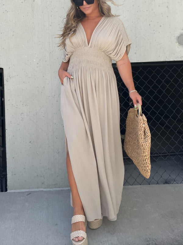 💐HEISSER VERKAUF 💗 SCHLITZ V-AUSSCHNITT MÜHELOS MAXI LANGES KLEID