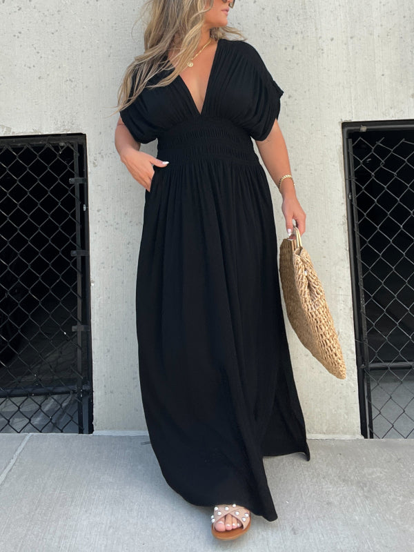 💐HEISSER VERKAUF 💗 SCHLITZ V-AUSSCHNITT MÜHELOS MAXI LANGES KLEID
