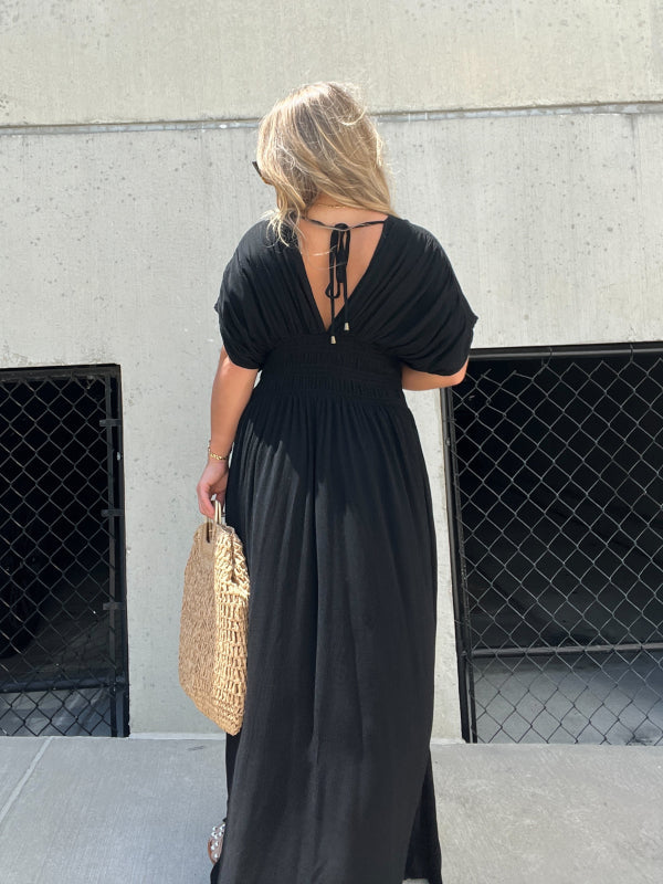 💐HEISSER VERKAUF 💗 SCHLITZ V-AUSSCHNITT MÜHELOS MAXI LANGES KLEID