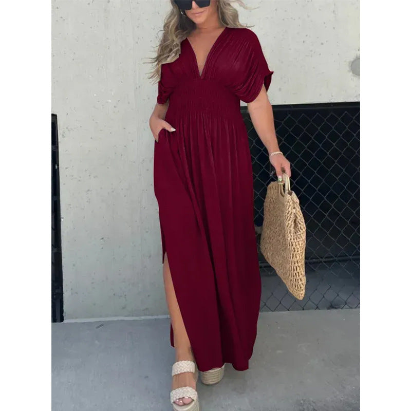 💐HEISSER VERKAUF 💗 SCHLITZ V-AUSSCHNITT MÜHELOS MAXI LANGES KLEID