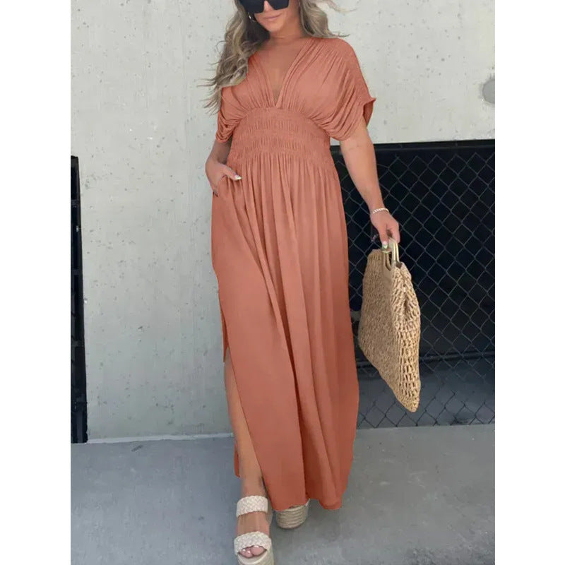 💐HEISSER VERKAUF 💗 SCHLITZ V-AUSSCHNITT MÜHELOS MAXI LANGES KLEID