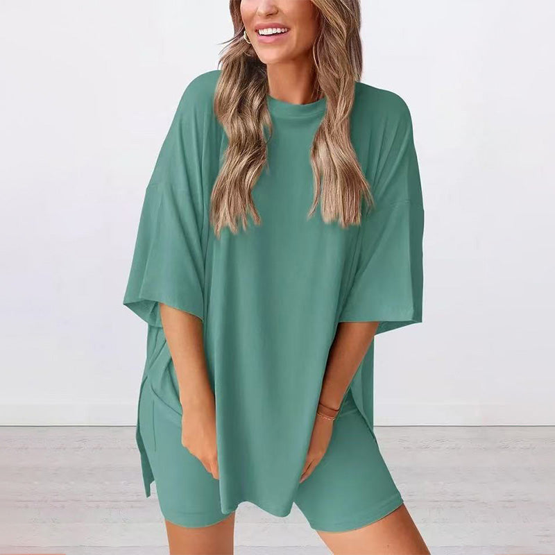 2025 Damen Sommer lässig übergroße Shirt Shorts Passende zweiteilige Casual Set