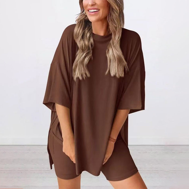 2025 Damen Sommer lässig übergroße Shirt Shorts Passende zweiteilige Casual Set