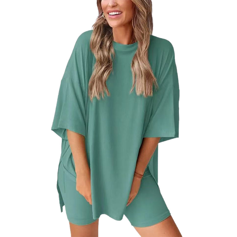 2025 Damen Sommer lässig übergroße Shirt Shorts Passende zweiteilige Casual Set
