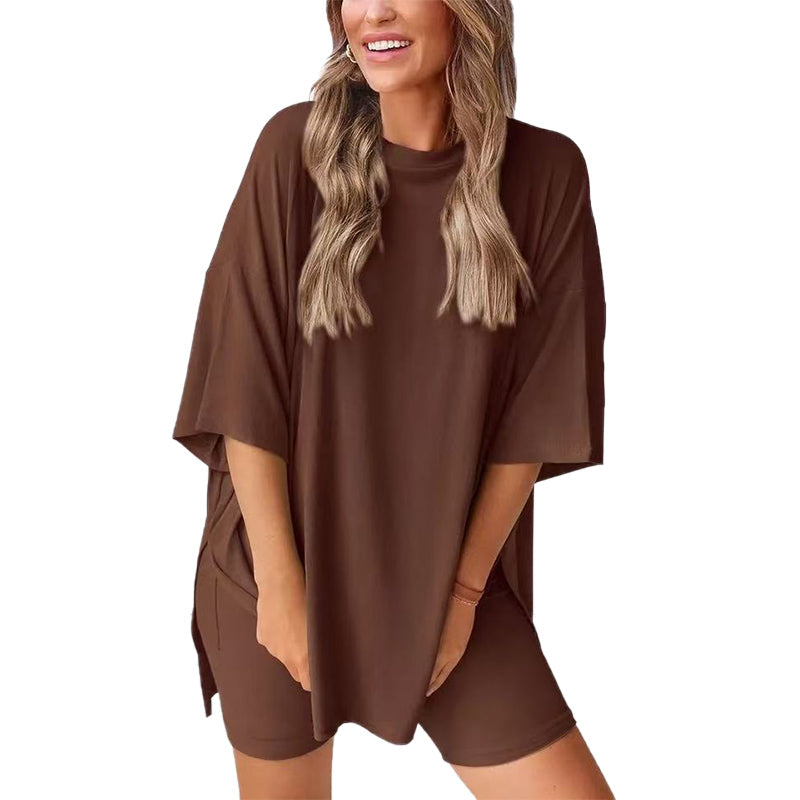 2025 Damen Sommer lässig übergroße Shirt Shorts Passende zweiteilige Casual Set