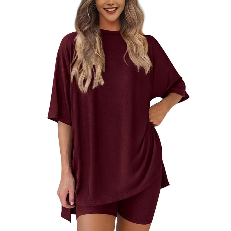2025 Damen Sommer lässig übergroße Shirt Shorts Passende zweiteilige Casual Set