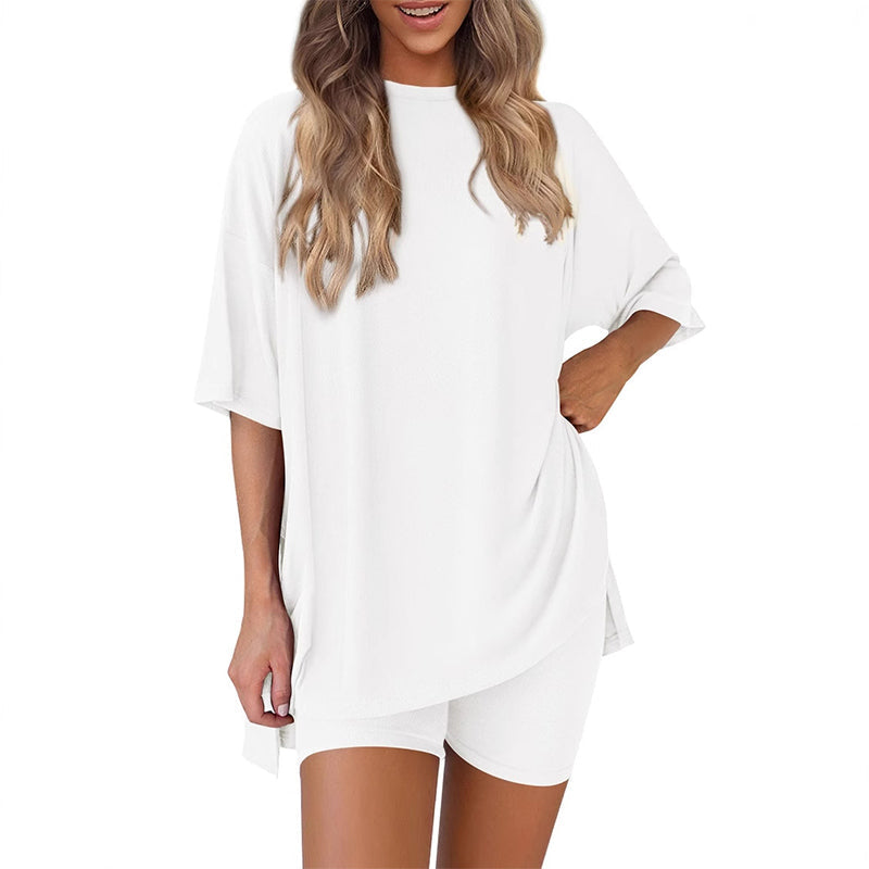 2025 Damen Sommer lässig übergroße Shirt Shorts Passende zweiteilige Casual Set