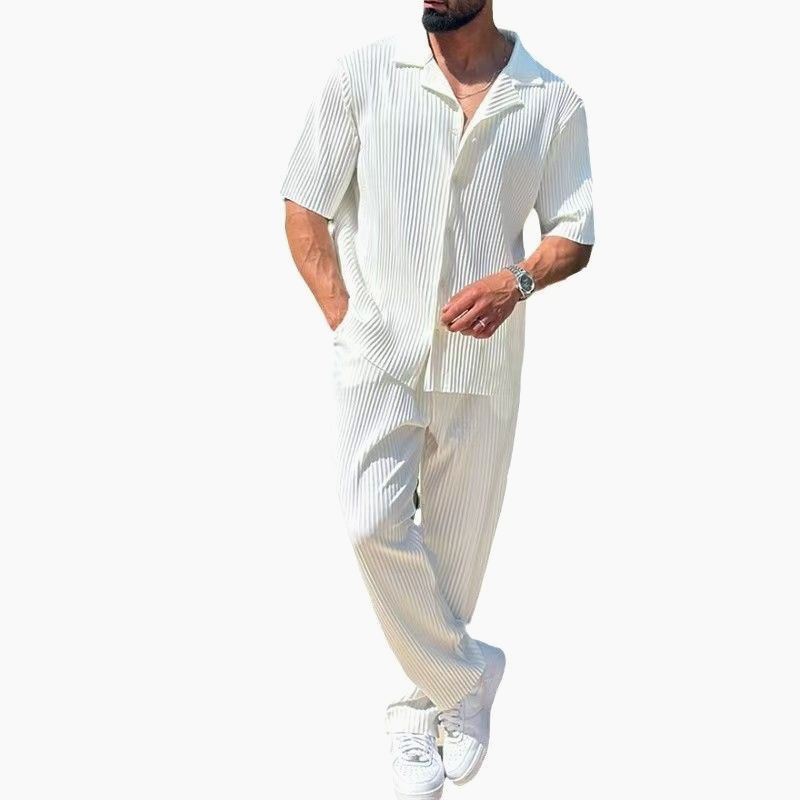 Herren modisches, lässiges zweiteiliges Sport-Set: Kurzarmhemd und Hose