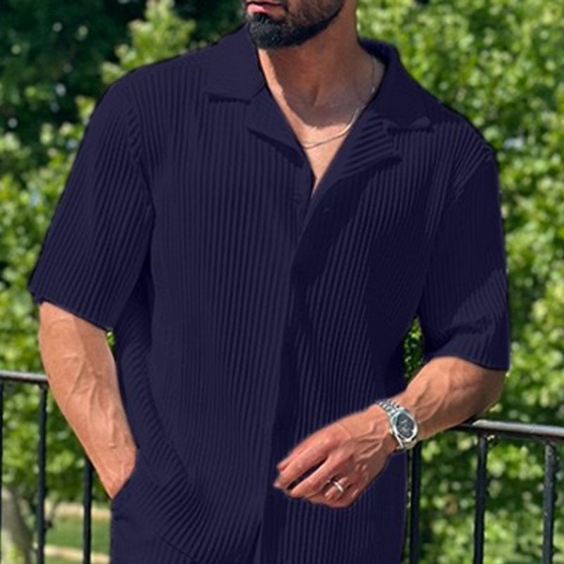 Herren modisches, lässiges zweiteiliges Sport-Set: Kurzarmhemd und Hose