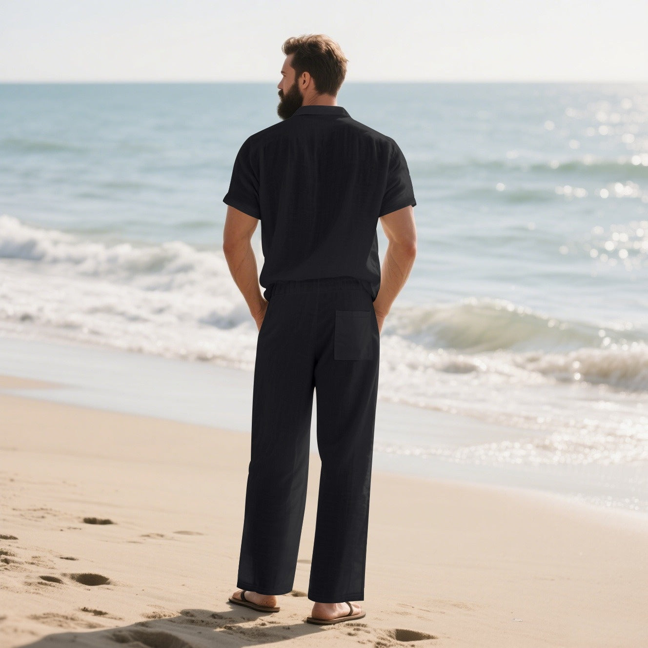 Herren-Zweiteiler: Hemd mit Knopfleiste & Hose