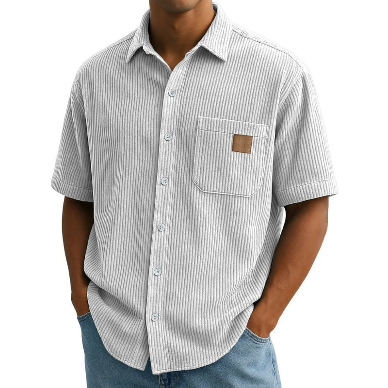 Kurzarm-Button-Down-Hemden mit Vintage-Revers für Herren