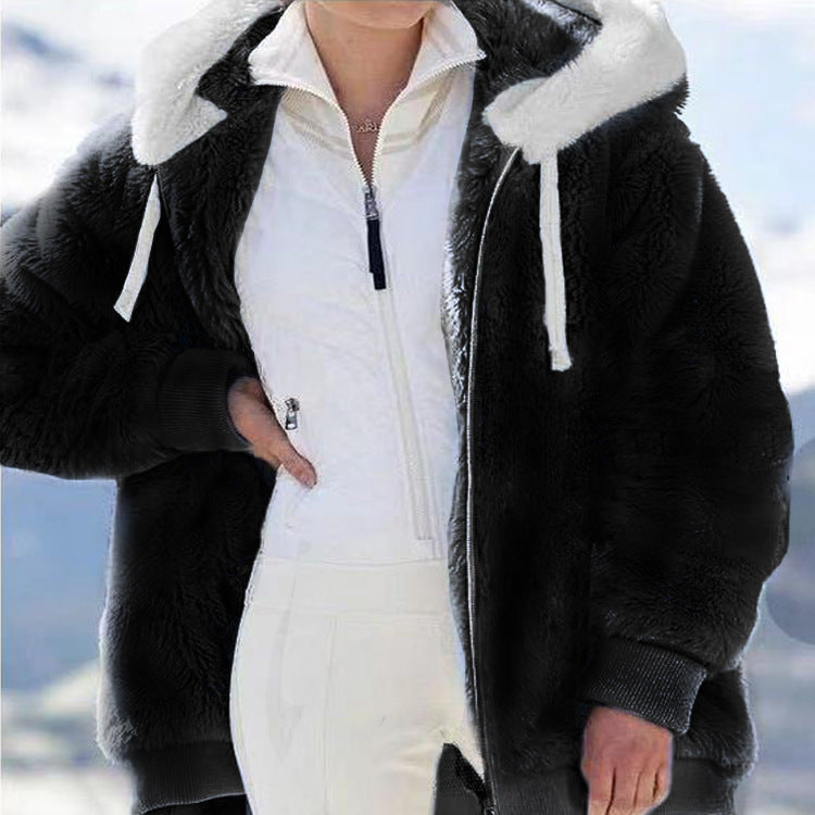 🧥 50% RABATT! ✨ Kapuzen-Fleecejacke mit Lammfellfutter - Winddicht & Wärmeisolierend für Extremes Winterwetter ❄️🛡️