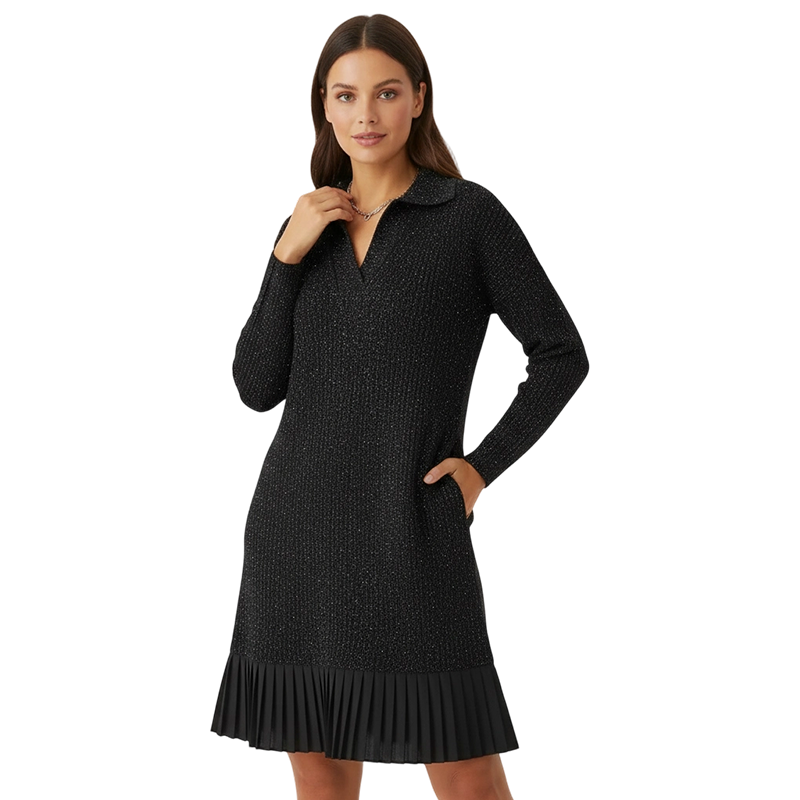 🎊Neujahrsverkauf🔥Kurz-A-Linien-Kleid mit funkelndem Revers für Damen
