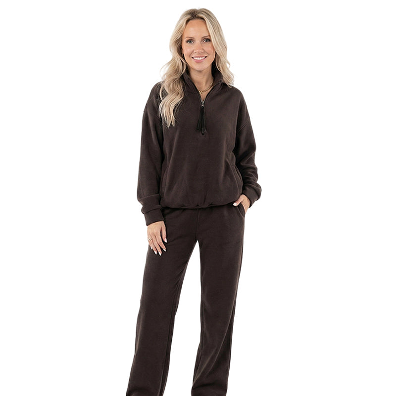 Lässiges Langarm-Oberteil und Hose mit hoher Taille für Damen