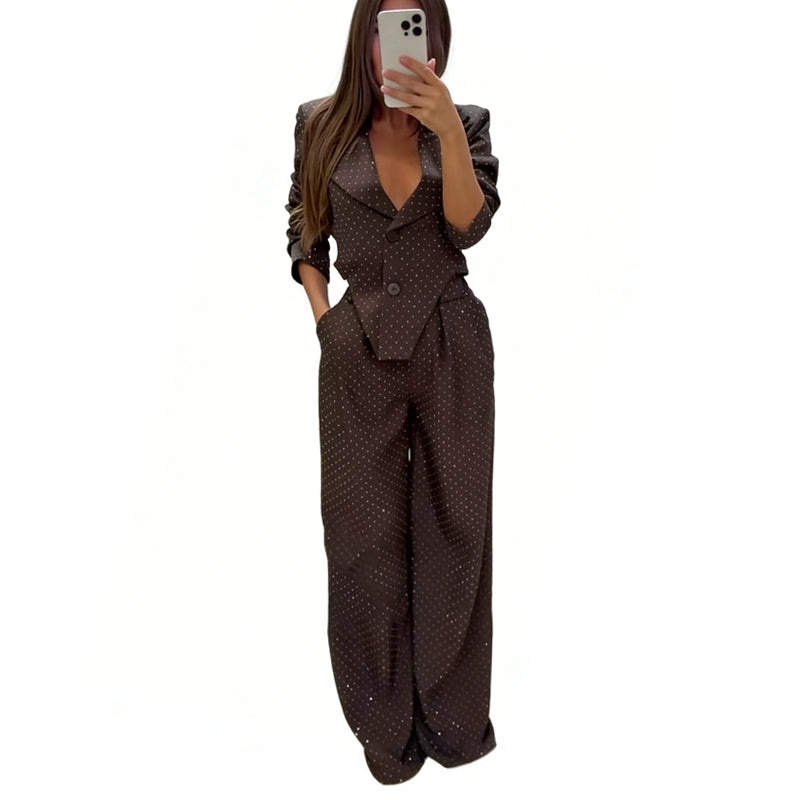 Asymmetrischer Blazer mit Revers und Hose für Damen