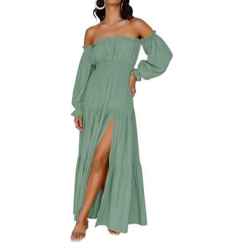 Damenkleid mit schulterfreiem Ausschnitt und hoher Taille🔥Kauf 2 Artikel versandkostenfrei🔥