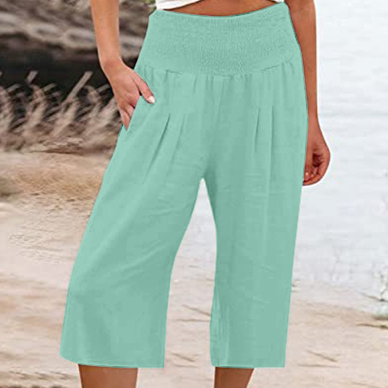 【S–3XL】🍂Leichte Damen-Crop-Hose mit elastischem Bund
