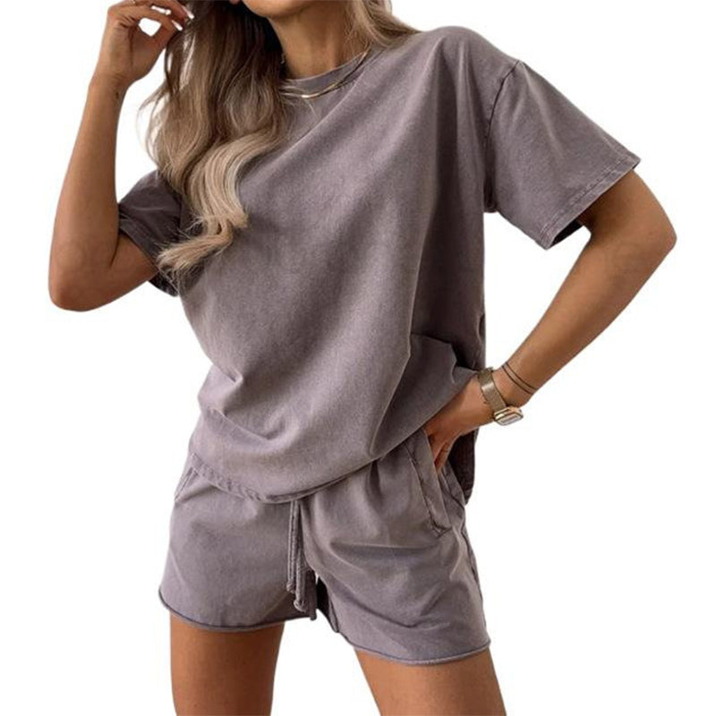 Zweiteiliges Freizeit-Set für Damen in Uni-Farben