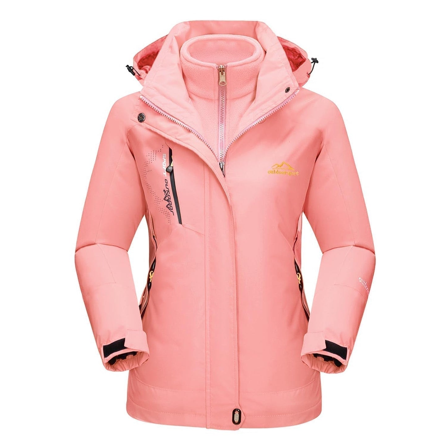 3-in-1 wasserdichter Wintermantel, mit Fleece gefüttert, zweiteiliger Anzug, Ski- und Wanderjacke mit Kapuze