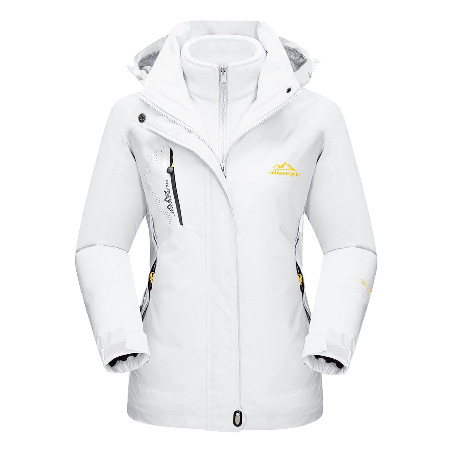 3-in-1 wasserdichter Wintermantel, mit Fleece gefüttert, zweiteiliger Anzug, Ski- und Wanderjacke mit Kapuze