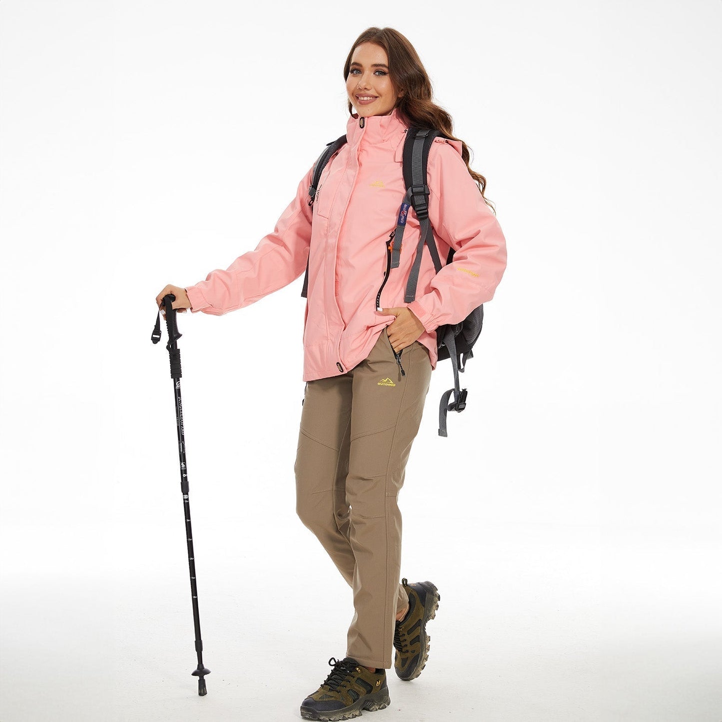 3-in-1 wasserdichter Wintermantel, mit Fleece gefüttert, zweiteiliger Anzug, Ski- und Wanderjacke mit Kapuze