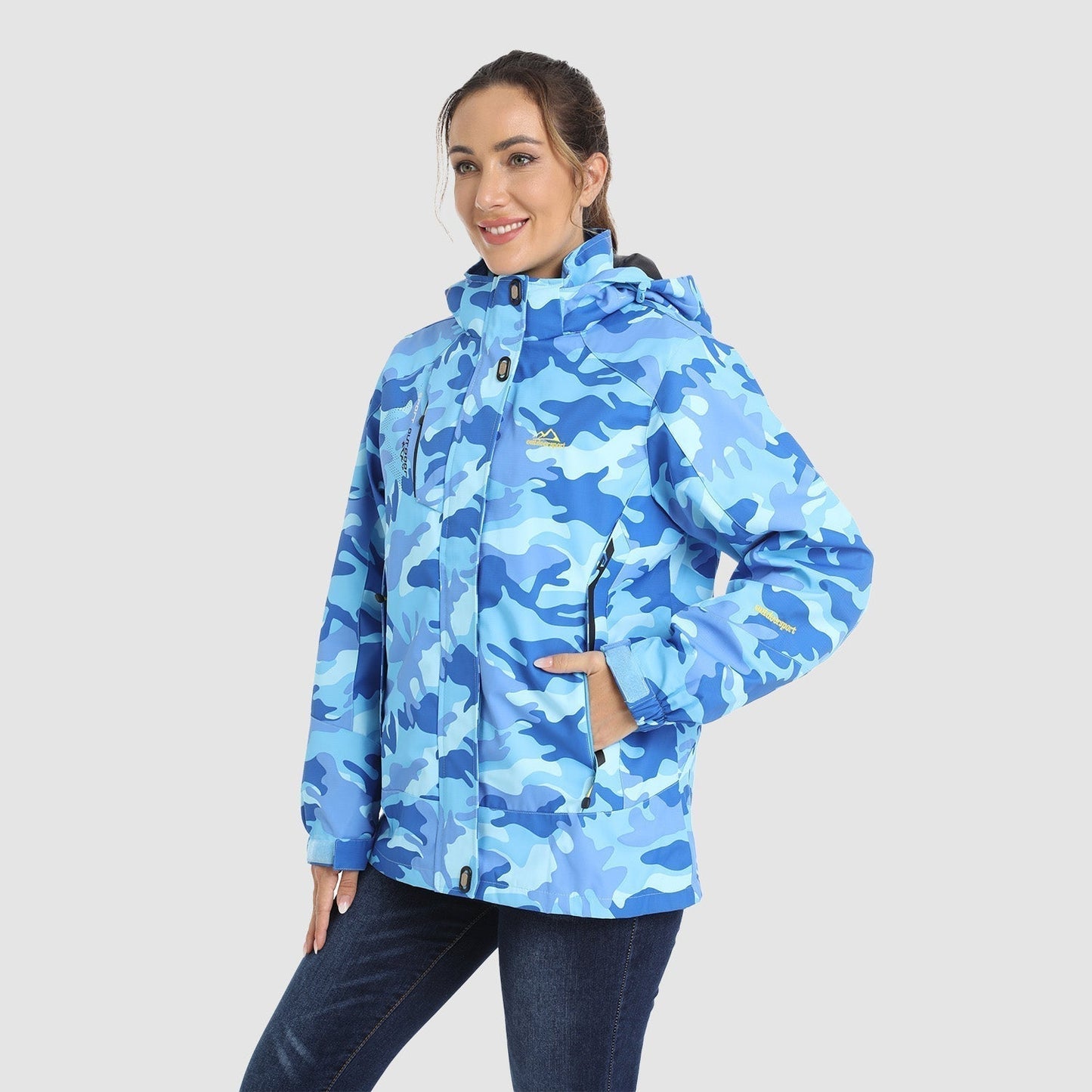 3-in-1 wasserdichter Wintermantel, mit Fleece gefüttert, zweiteiliger Anzug, Ski- und Wanderjacke mit Kapuze