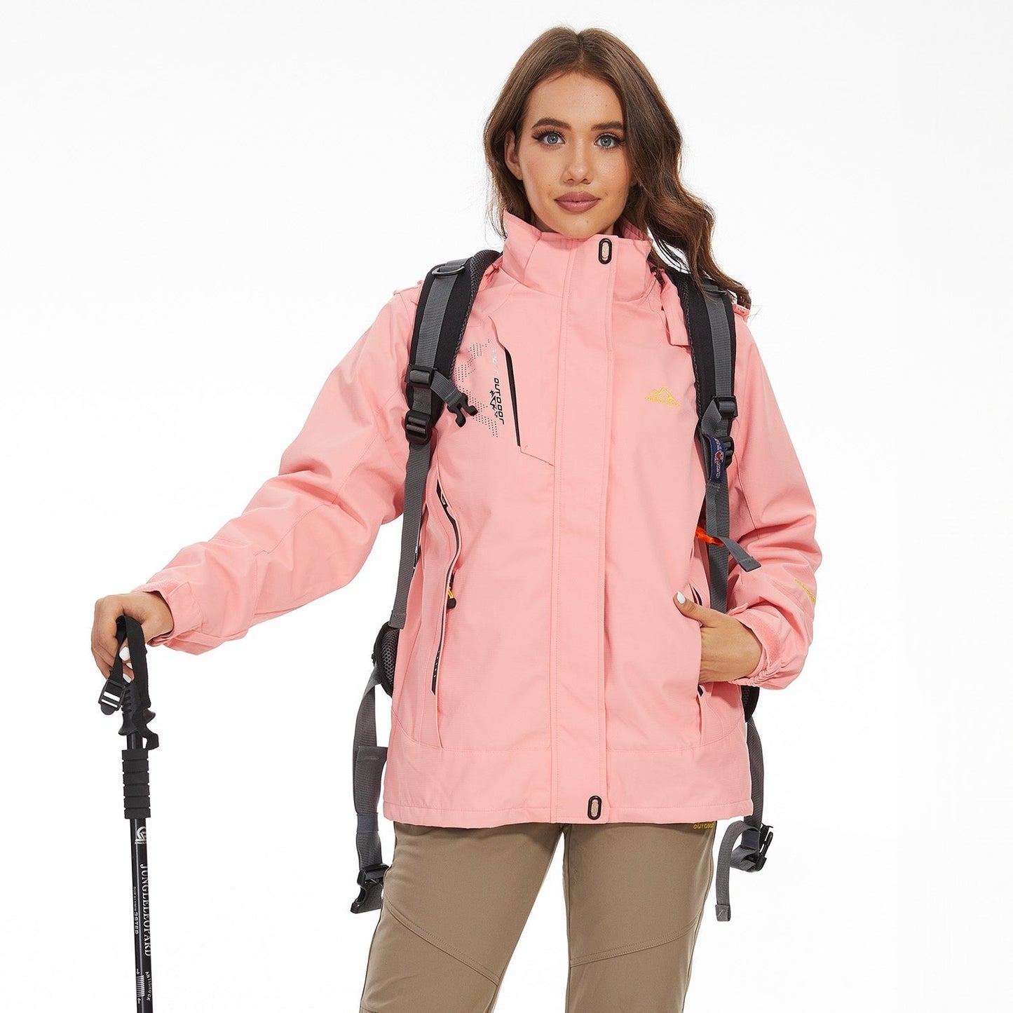 3-in-1 wasserdichter Wintermantel, mit Fleece gefüttert, zweiteiliger Anzug, Ski- und Wanderjacke mit Kapuze