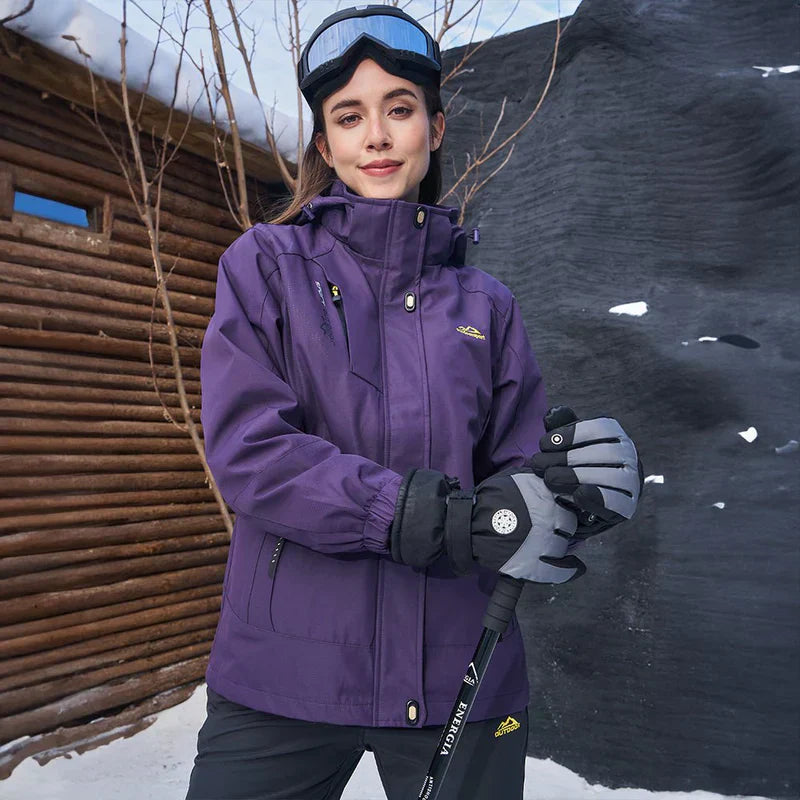 3-in-1 wasserdichter Wintermantel, mit Fleece gefüttert, zweiteiliger Anzug, Ski- und Wanderjacke mit Kapuze