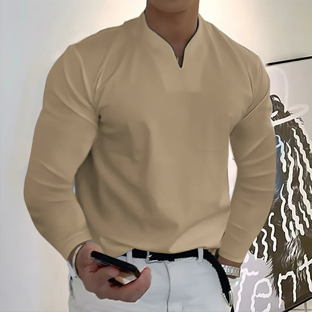 Herren T-Shirt aus Baumwolle mit langen Ärmeln und Taschen