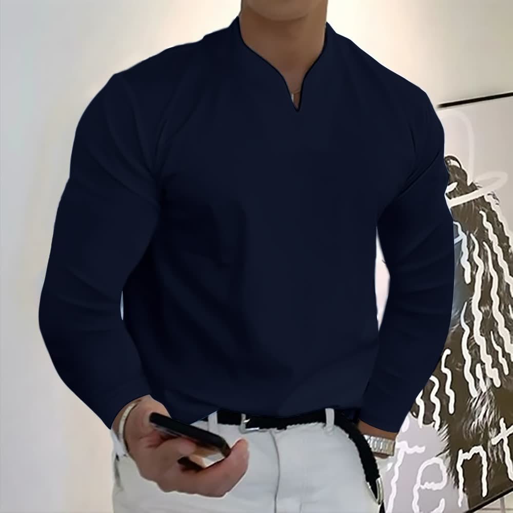 Herren T-Shirt aus Baumwolle mit langen Ärmeln und Taschen