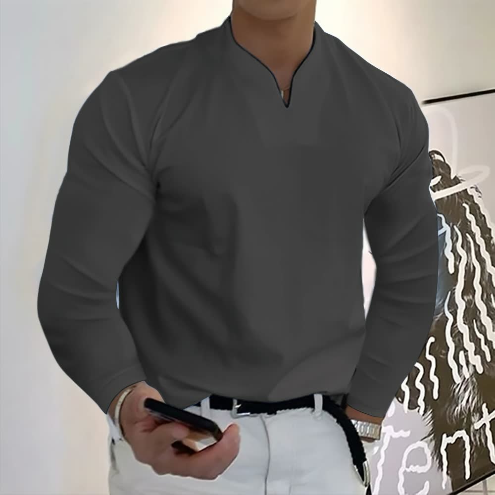 Herren T-Shirt aus Baumwolle mit langen Ärmeln und Taschen