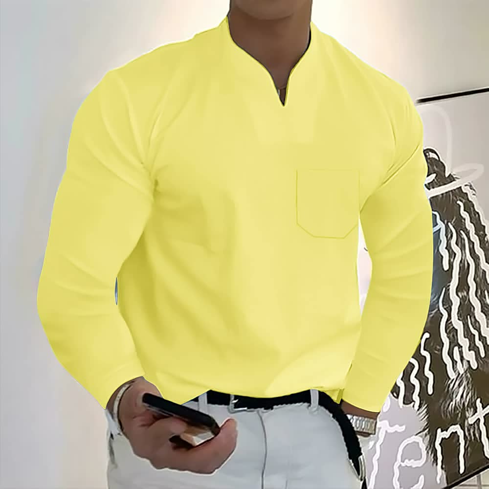 Herren T-Shirt aus Baumwolle mit langen Ärmeln und Taschen