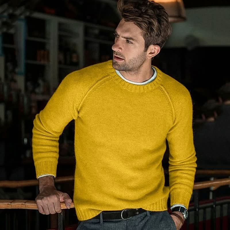 ?Weihnachtsspecials?Lässiger langärmeliger Pullover, weich und warm, für Männer, handgestrickt